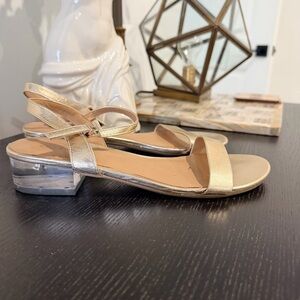 Call It Spring Gold Sandals with Clear Heel
